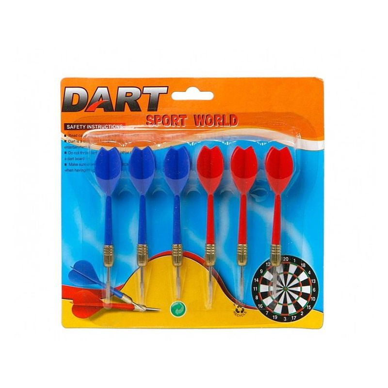 Foto van 6x dartpijlen rood en blauw 11,5 cm sportief speelgoed - dartpijlen