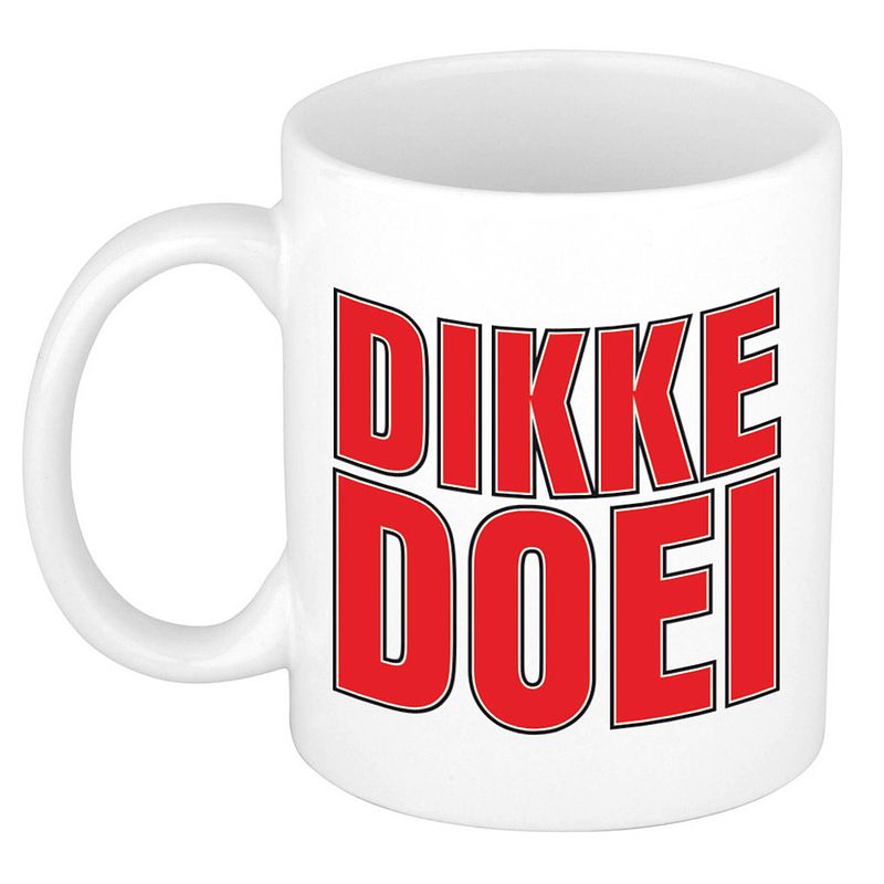 Foto van Bellatio decorations afscheid cadeau mok collega - dikke doei - rood - 300 ml - keramiek - feest mokken