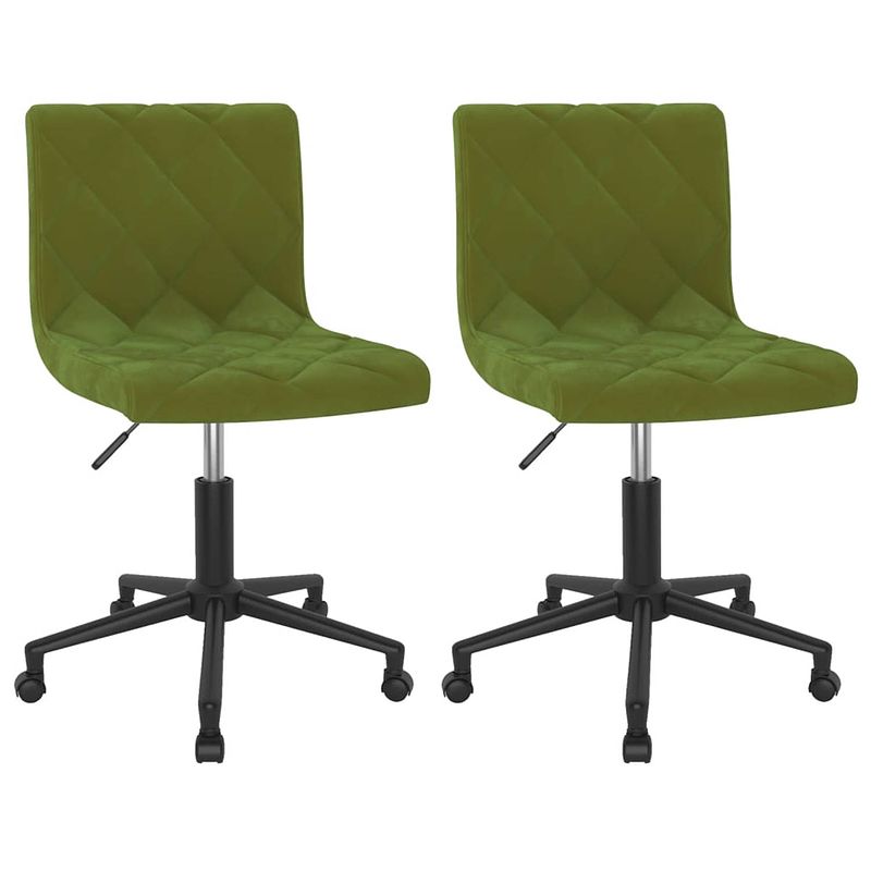 Foto van The living store draaistoelen eetkamerstoelen - lichtgroen fluweel - 40x43x(76-87.5) cm - stalen frame -