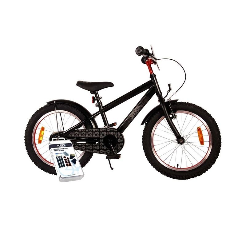 Foto van Volare kinderfiets spider-man - 18 inch - zwart - inclusief ways bandenplakset