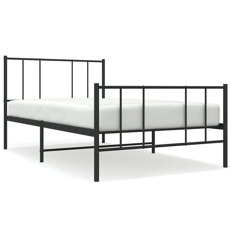 Foto van The living store bedframe - logeerbed - zwart - 207 x 105 x 90 cm - metalen constructie