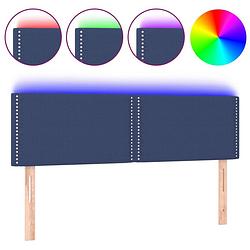 Foto van The living store hoofdeind bed - blauw - 144 x 5 x 78/88 cm - verstelbaar - led verlichting