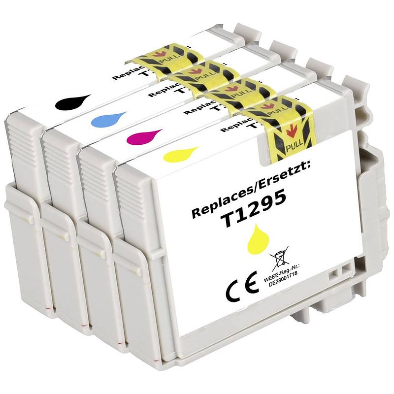 Foto van Renkforce inkt combipack vervangt epson t1295 (c13t129540) compatibel zwart, cyaan, magenta, geel rf-i-t1291-4bkcmy4pk rf-5718864