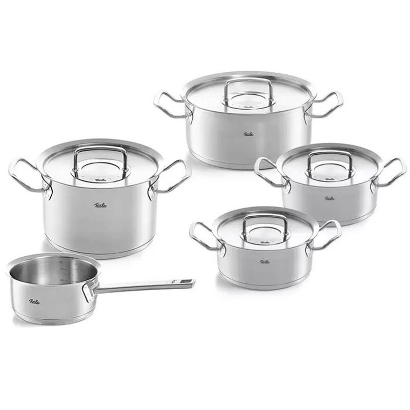 Foto van Fissler original profi collection pannenset downdraft met steelpan en rvs deksels, 5-delig