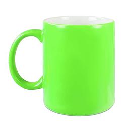 Foto van 2x fluor neon groene mokken onbedrukt 330 ml - bekers