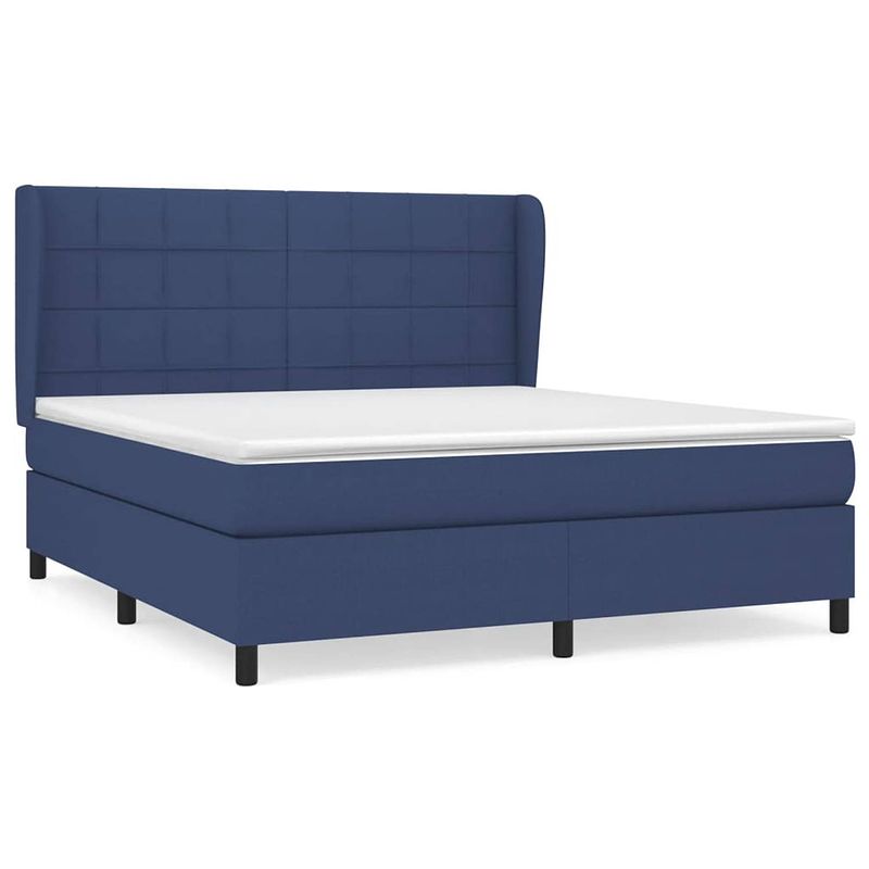 Foto van The living store boxspringbed - pocketvering matras - middelharde ondersteuning - kleur blauw - afmetingen 203 x 183 x