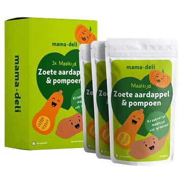 Foto van Mama deli maaltijd zoete aardappel & pompoen 4+ maanden 3 x 120g bij jumbo