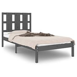 Foto van The living store bedframe - massief grenenhout - 205.5 x 105.5 x 100 cm - grijs