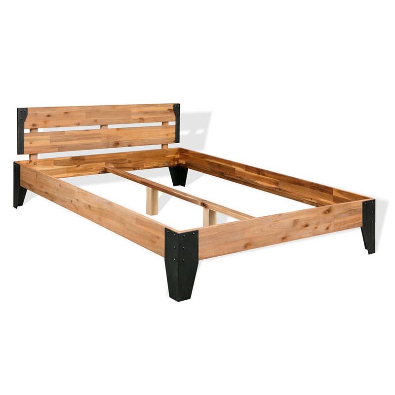 Foto van Vidaxl bedframe massief acaciahout en staal 152x203 cm