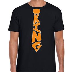 Foto van Koningsdag t-shirt - king stropdas - heren - zwart m - feestshirts