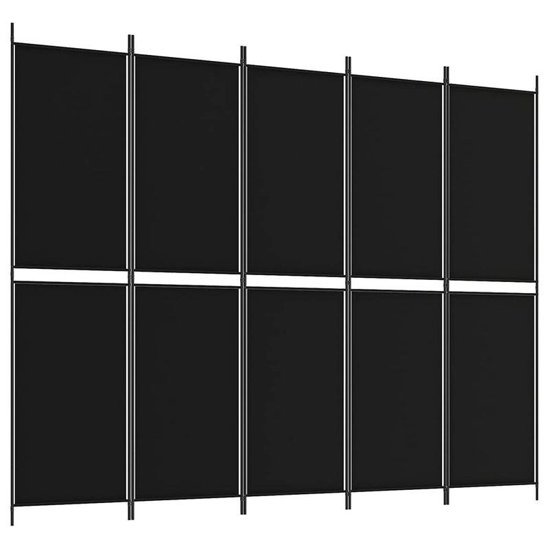Foto van Vidaxl kamerscherm met 5 panelen 250x200 cm stof zwart