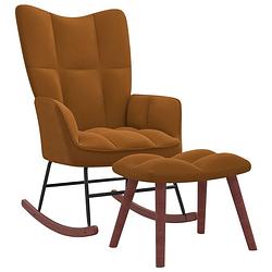 Foto van Vidaxl schommelstoel met voetenbank fluweel bruin