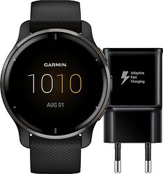 Foto van Garmin venu 2 plus zwart + samsung adaptive fast charging oplader met usb a poort 15w