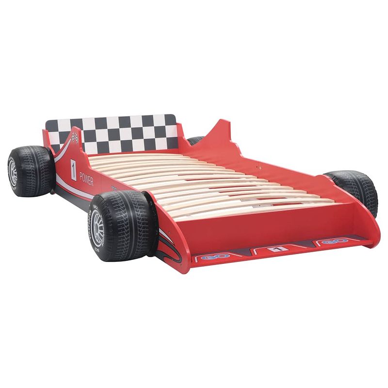 Foto van The living store raceauto kinderbed - rood - 229x94.5x47 cm - geschikt voor matras van 90x200 cm - vanaf 4 jaar - the