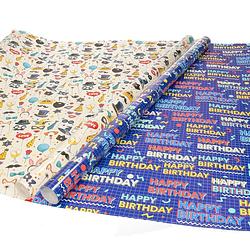 Foto van Inpakpapier happy birthday en photobooth - 4 stuks - 70 x 200 cm - cadeaupapier