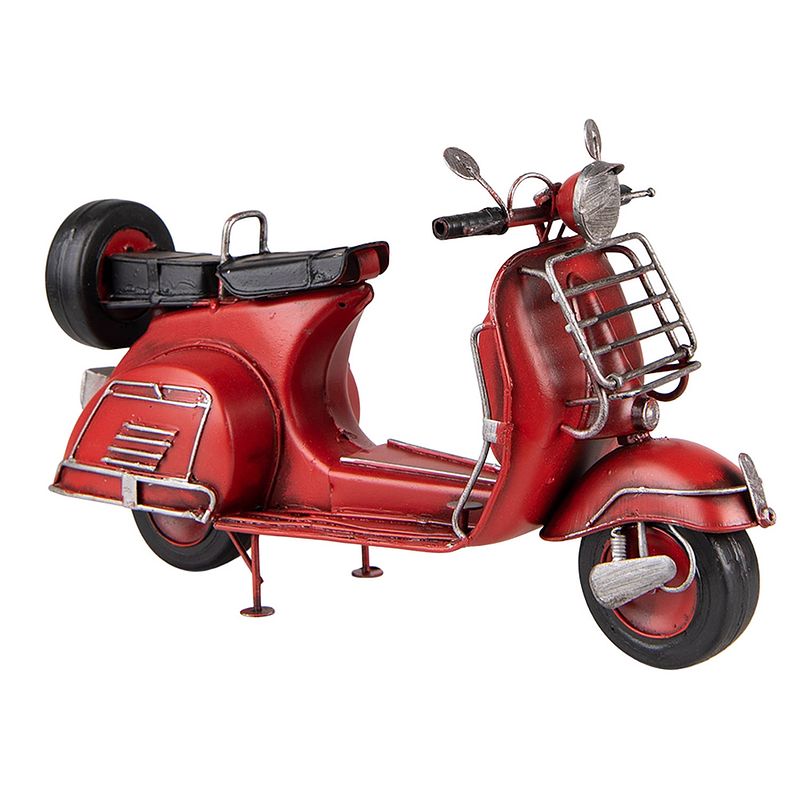 Foto van Clayre & eef decoratie miniatuur scooter 30x11x17 cm rood ijzer miniatuur scooter decoratie model scooter rood