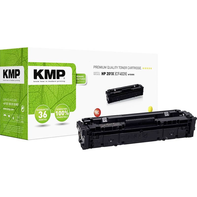 Foto van Kmp h-t215yx tonercassette vervangt hp 201x, cf402x geel 2300 bladzijden compatibel toner