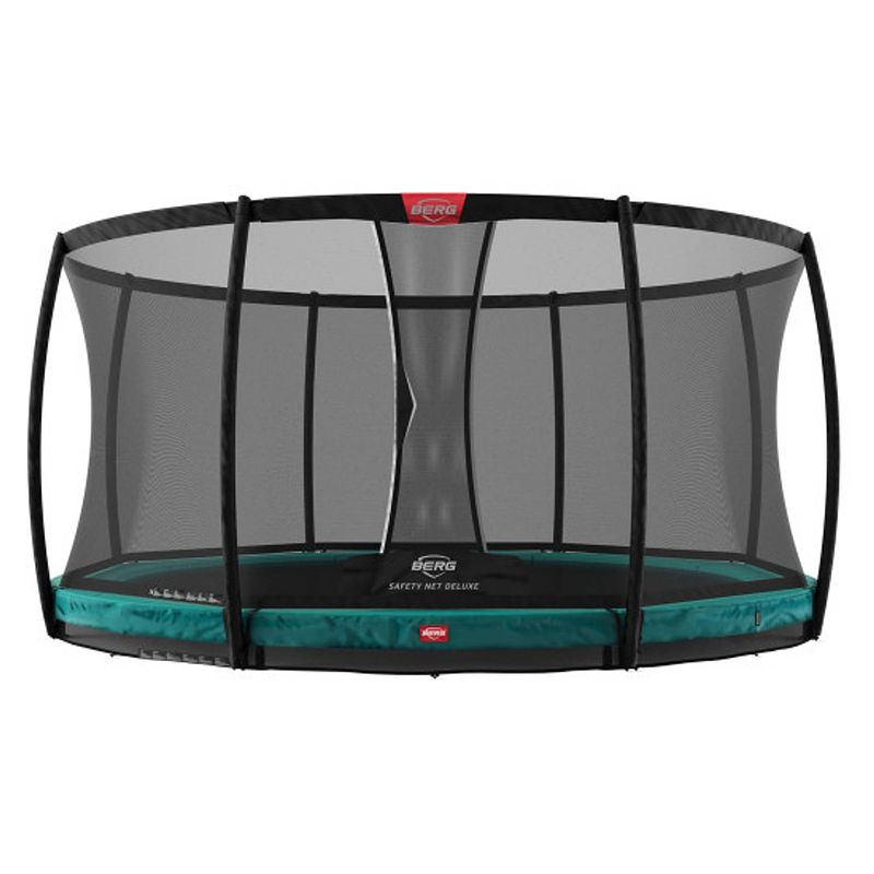 Foto van Berg trampoline champion met veiligheidsnet - safetynet deluxe - inground - 380 cm - groen - met airflow springmat