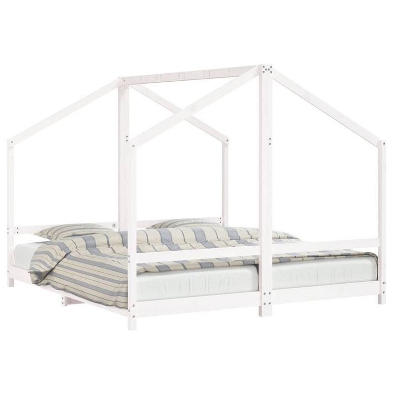 Foto van Vidaxl kinderbedframe 2x(90x200) cm massief grenenhout wit