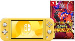 Foto van Nintendo switch lite geel + pokémon scarlet