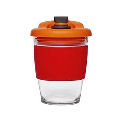 Foto van Herbruikbare koffiebeker - 340ml - vulcano red - glas - pioneer