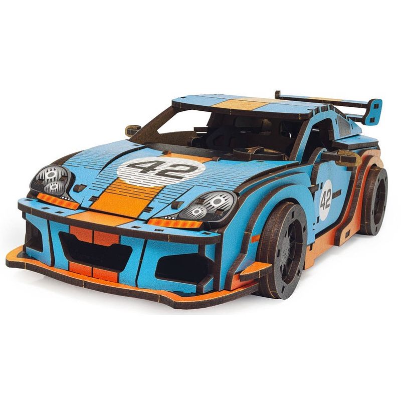 Foto van Unidragon houten 3d diy model woosaic - comet gts blauw/oranje