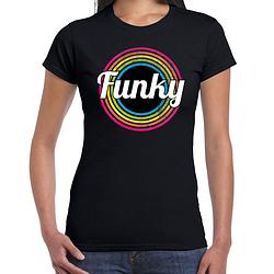 Foto van Funky verkleed t-shirt zwart voor dames - 70s, 80s party verkleed outfit l - feestshirts