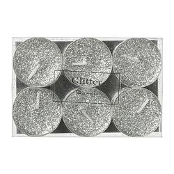 Foto van Theelichten glitter - zilver - set van 6