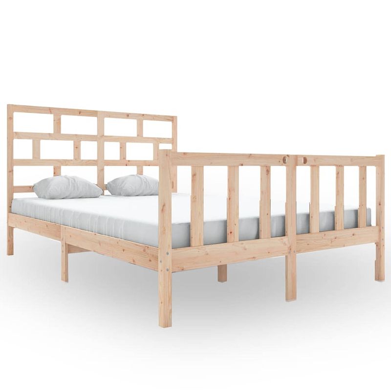 Foto van The living store houten bedframe - 205.5 x 165.5 x 69.5 cm - massief grenenhout