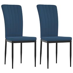 Foto van The living store eetkamerstoelen - blauw fluweel - ergonomisch ontworpen - stevig frame - 42x57.5x95 cm