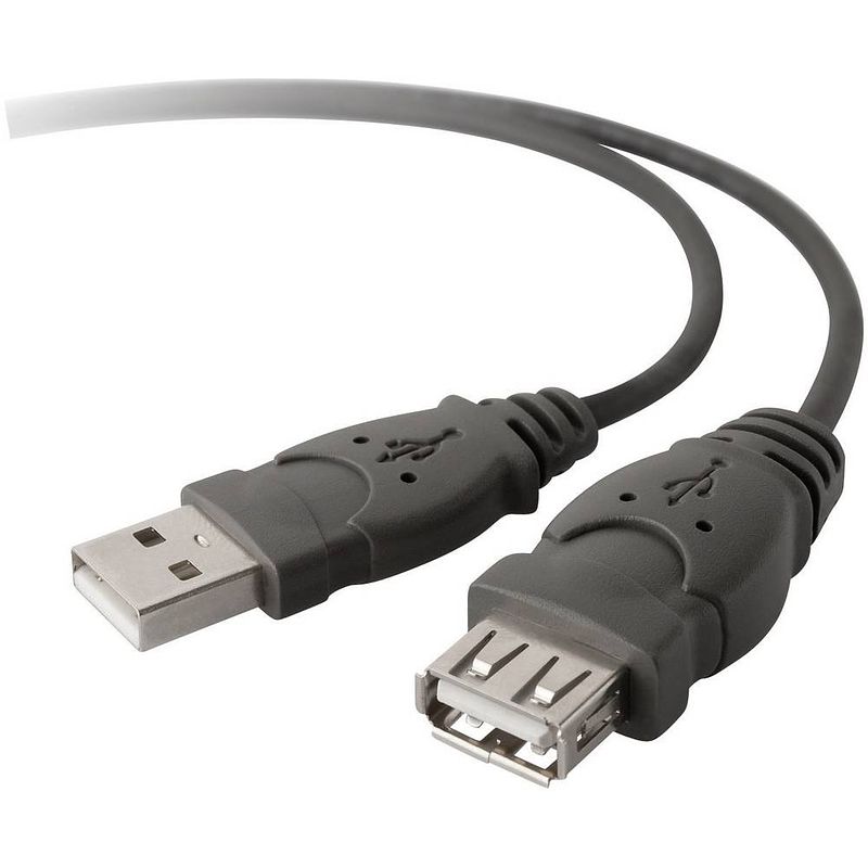 Foto van Belkin usb-kabel usb 2.0 usb-a stekker, usb-a bus 4.80 m zwart ul gecertificeerd f3u153bt4.8m