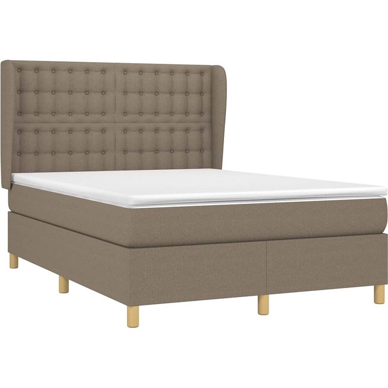 Foto van The living store boxspringbed - pocketvering - 140 x 190 cm - taupe - met verstelbaar hoofdbord