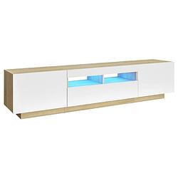 Foto van Vidaxl tv-meubel met led-verlichting 180x35x40 cm wit en sonoma eiken