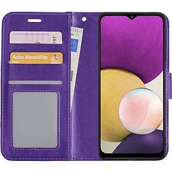 Foto van Basey samsung galaxy a22 4g hoesje book case kunstleer cover hoes - paars