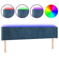 Foto van Vidaxl hoofdbord led 163x16x78/88 cm fluweel donkerblauw