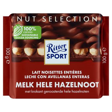 Foto van Ritter sport melk hele hazelnoot 100g bij jumbo