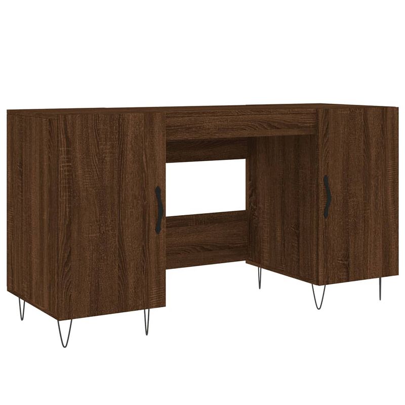 Foto van The living store bureau - bruineiken - 140 x 50 x 75 cm - duurzaam bewerkt hout - met opbergruimte