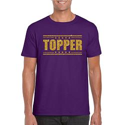 Foto van Toppers paars topper shirt in gouden glitter letters heren s - feestshirts