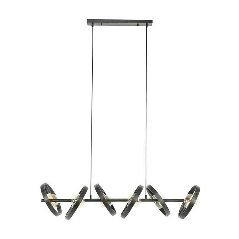 Foto van Giga meubel - hanglamp zwart metaal - 6-lichts - 6 kg - 42x120x150cm