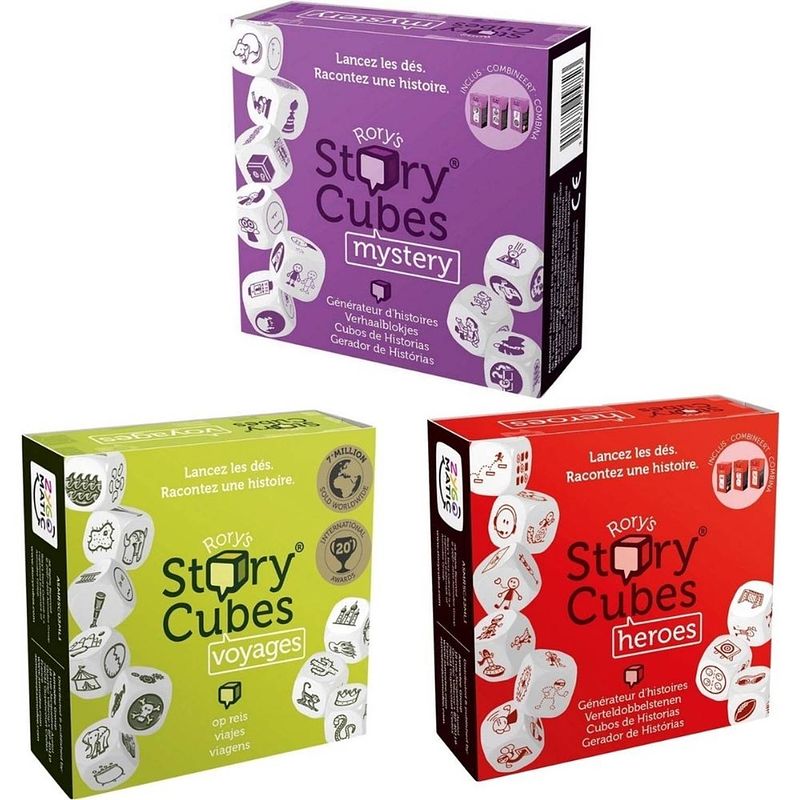 Foto van Spellenbundel - dobbelspel - 3 stuks - rory's story cubes voyages, mystery & heroes