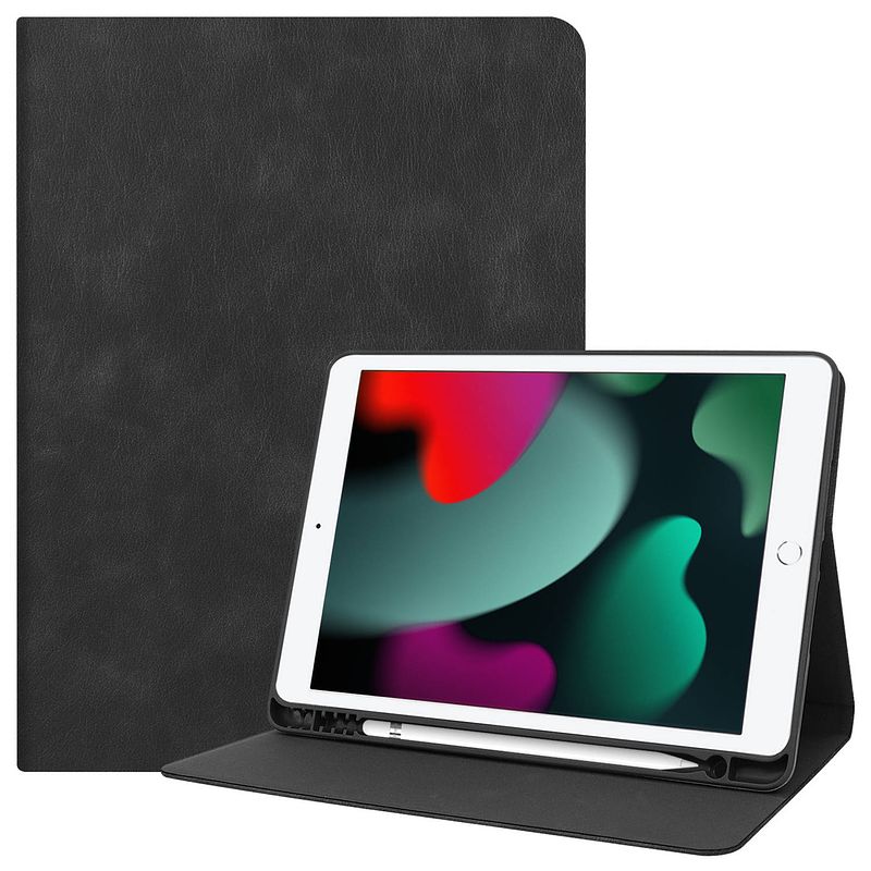 Foto van Basey ipad 10.2 2020 hoes case hoesje hard cover - ipad 10.2 2020 hoesje bookcase met uitsparing apple pencil - zwart