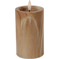 Foto van Home & styling led kaars/stompkaars - marmer bruin -d7,5 x h12,5 cm - led kaarsen
