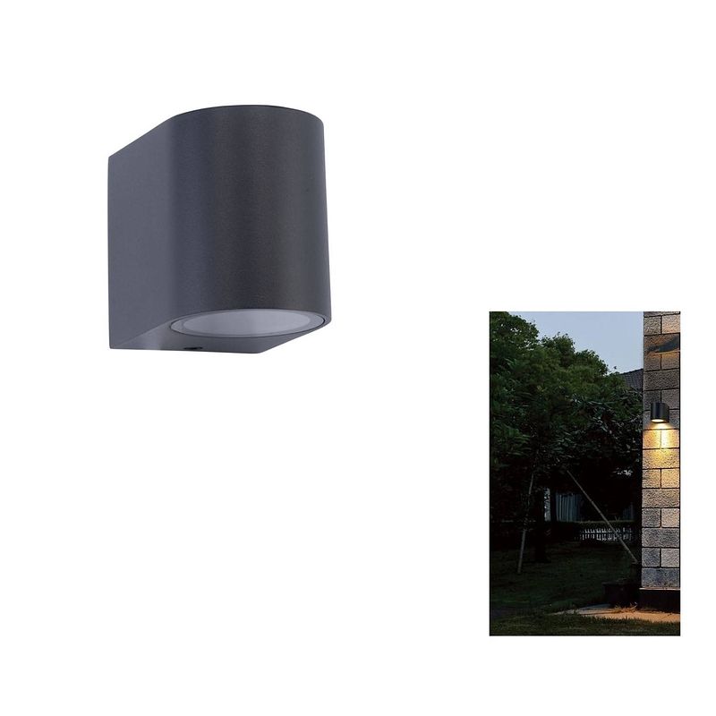 Foto van Banzaa wandlamp led gu-10 5,5w warm wit ? enkele lichtbundel dimbaar ? rond 9cm antraciet