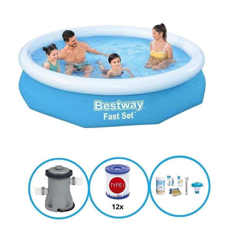 Foto van Bestway zwembad fast set - zwembad bundel - 305x66 cm