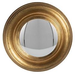 Foto van Haes deco - bolle ronde spiegel - goudkleurig - ø 24x3 cm - hout / glas - wandspiegel, spiegel rond, convex glas