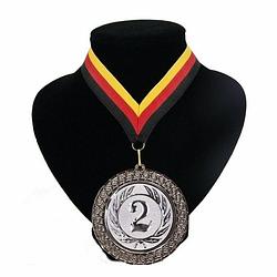 Foto van Kampioensmedaille nr. 2 medaille rood geel zwart - verkleedattributen