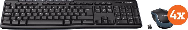 Foto van Logitech mk270 draadloos toetsenbord en muis qwerty 4-pack