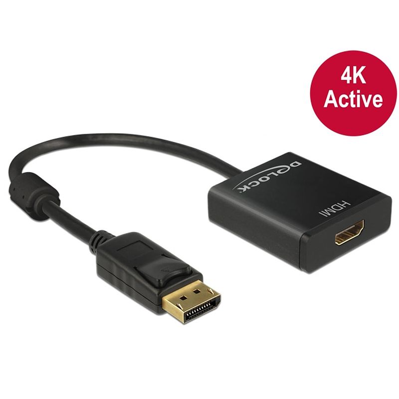 Foto van Delock adapter displayport 1.2 male > hdmi female 4k active black