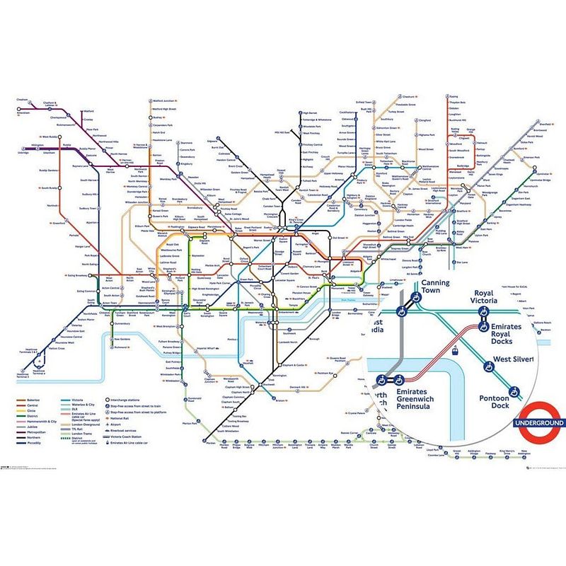 Foto van Gbeye transport for london underground map poster 91,5x61cm