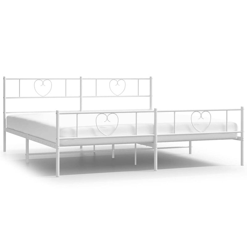 Foto van Vidaxl bedframe met hoofd- en voeteneinde metaal wit 193x203 cm